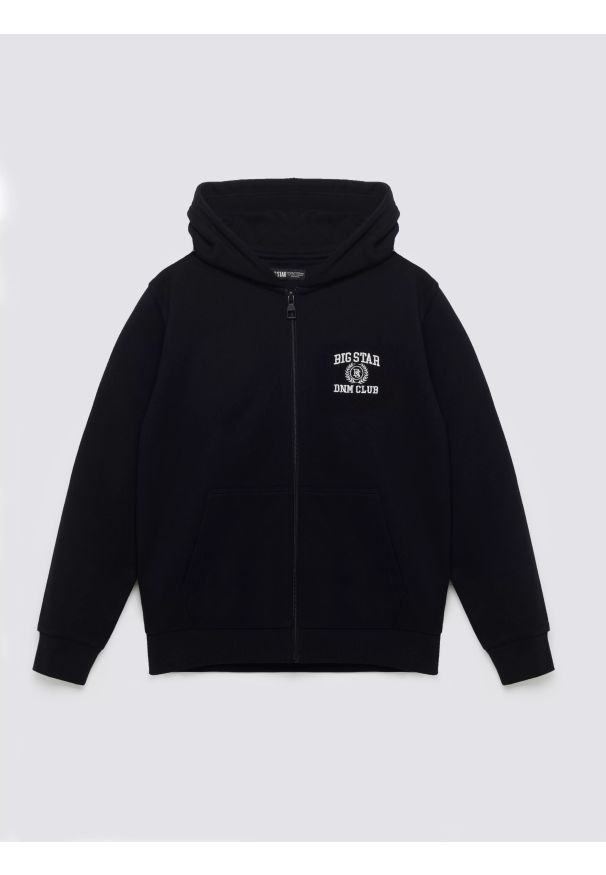 Big-Star - Bluza dziewczęca rozpinana z kapturem czarna Nomah 906. Okazja: na co dzień. Typ kołnierza: kaptur. Kolor: czarny. Materiał: dzianina. Wzór: haft. Styl: casual