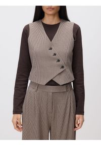 Reserved - Asymetryczna kamizelka garniturowa - wielobarwny. Materiał: wiskoza, tkanina #1