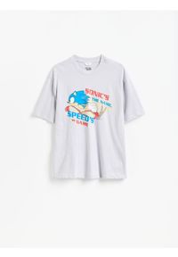 Reserved - T-shirt oversize Sonic - jasnoszary. Kolor: szary. Materiał: bawełna, dzianina #1