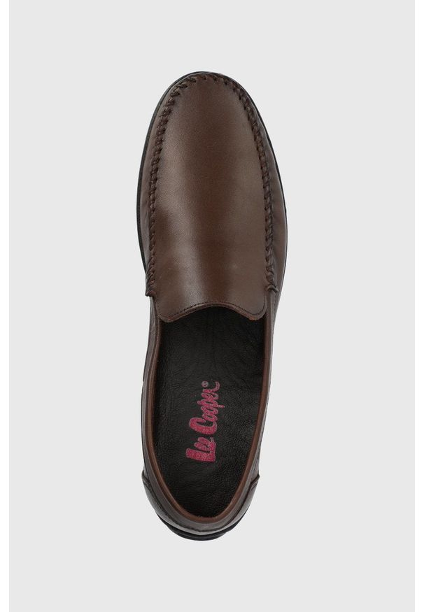 Lee Cooper mokasyny skórzane męskie kolor brązowy. Nosek buta: okrągły. Kolor: brązowy. Materiał: skóra