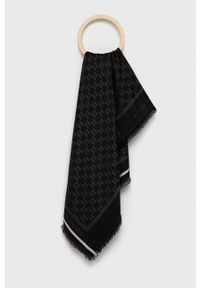 Karl Lagerfeld Chusta z domieszką jedwabiu kolor czarny wzorzysta. Kolor: czarny. Materiał: jedwab. Wzór: ze splotem