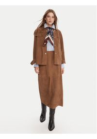 MAX&Co. Spódnica skórzana Guelfi 2526406011200 Brązowy Straight Fit. Kolor: brązowy. Materiał: skóra #3