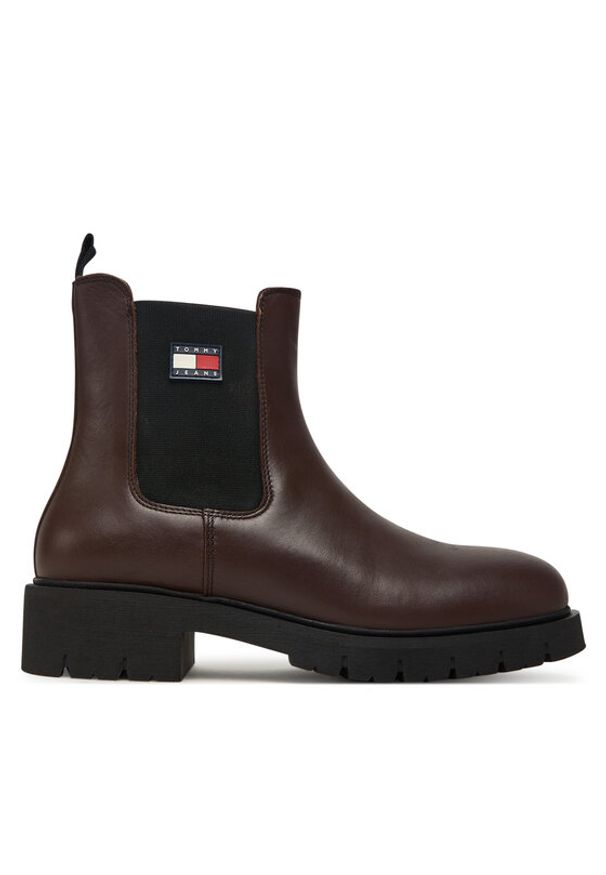 Tommy Jeans Sztyblety Tjw Chelsea Leather Boot EN0EN02825 Brązowy. Kolor: brązowy. Materiał: skóra