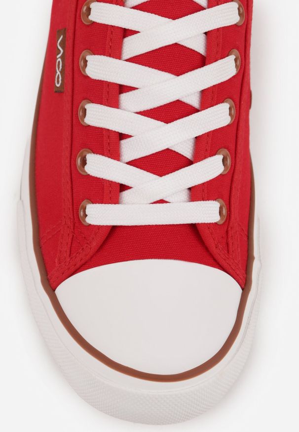 Born2be - Czerwone Klasyczne Trampki do Kostki z Gumowym Noskiem Olithethis. Okazja: na co dzień. Kolor: czerwony. Materiał: guma. Styl: klasyczny