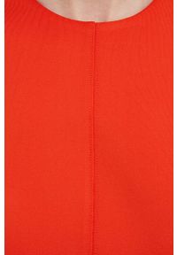Calvin Klein sukienka kolor pomarańczowy mini dopasowana. Kolor: pomarańczowy. Materiał: poliester, dzianina. Wzór: gładki. Typ sukienki: dopasowane. Styl: klasyczny. Długość: mini #5