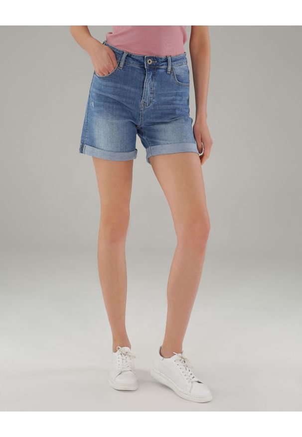 Unisono - SZORTY Z DENIMU 42-3D1260 JEA ME. Materiał: denim