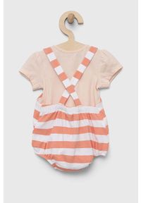 Guess komplet niemowlęcy kolor pomarańczowy. Kolor: pomarańczowy. Materiał: bawełna, dzianina. Wzór: nadruk #5
