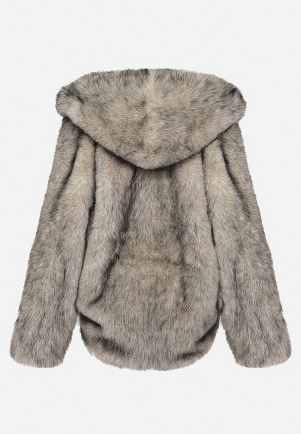 Born2be - Biała Kurtka Futerko o Kroju Oversize z Kapturem Nalienta. Okazja: na co dzień. Typ kołnierza: kaptur. Kolor: biały. Materiał: futro. Styl: casual, elegancki