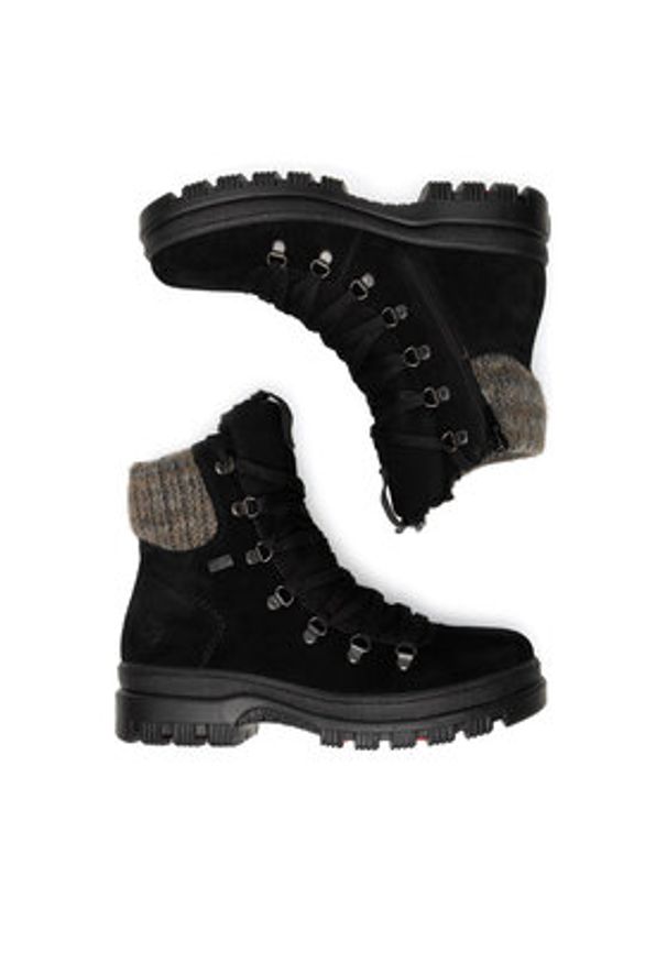 Rieker Trzewiki X8200-00 Czarny. Kolor: czarny. Materiał: skóra, zamsz