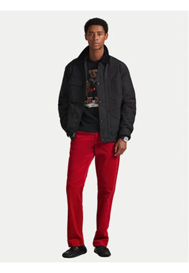 Polo Ralph Lauren Sweter 710982140001 Czarny Regular Fit. Typ kołnierza: polo. Kolor: czarny. Materiał: bawełna