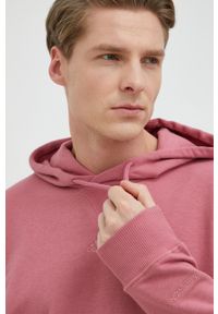 Adidas - adidas bluza męska kolor różowy z kapturem gładka. Typ kołnierza: kaptur. Kolor: różowy. Materiał: poliester, dzianina. Wzór: gładki #5