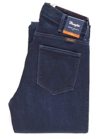 Wrangler - WRANGLER HIGH SLIM TRUE DARK W27GBV78Z. Stan: podwyższony. Wzór: jednolity