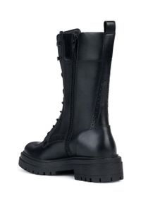 Geox botki skórzane D IRIDEA E damskie kolor czarny na płaskim obcasie D36HRE 00043 C9999. Nosek buta: okrągły. Zapięcie: sznurówki. Kolor: czarny. Materiał: skóra. Szerokość cholewki: normalna. Obcas: na obcasie. Wysokość obcasa: niski #4