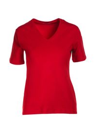 Born2be - Czerwony T-shirt Sada. Kolor: czerwony. Materiał: dzianina. Długość rękawa: krótki rękaw. Długość: długie. Wzór: gładki, aplikacja #5