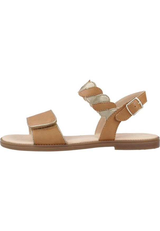 Geox - Sandały GEOX J SANDAL KARLY GIRL Jasnobrązowy. Kolor: brązowy, wielokolorowy, beżowy. Materiał: syntetyk, skóra. Sezon: lato