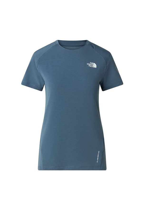 Koszulka damska The North Face Lightning Alpine 0A8BT50U31 - niebieska. Kolor: niebieski. Materiał: materiał, poliester, elastan. Długość rękawa: krótki rękaw. Długość: krótkie