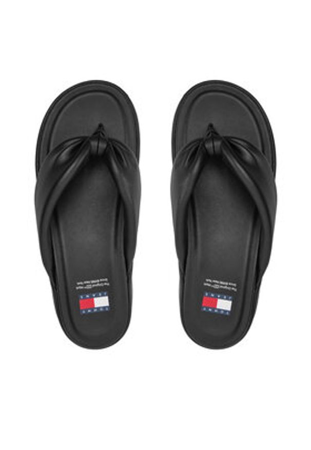 Tommy Jeans Japonki Tjw Wedge Sandal EN0EN02457 Czarny. Kolor: czarny. Materiał: skóra