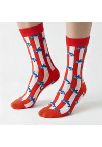 His Story - Skarpetki Bawełniane - Tematyczne - Delfiny. Kolor: czerwony, wielokolorowy. Materiał: elastan, bawełna, poliamid #3