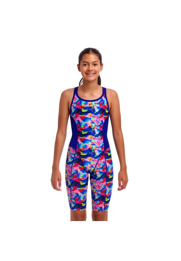 FUNKITA - Funkita Meisjes Badpak met Pijpjes Fast Training Warped Waves. Kolor: niebieski