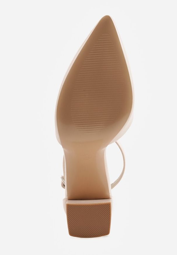 Born2be - Beżowe Klasyczne Czółenka na Słupku z Noskiem w Szpic i Paskiem Tenoris. Okazja: na co dzień, na spotkanie biznesowe, na ślub cywilny, do pracy, na wesele. Zapięcie: pasek. Kolor: beżowy. Obcas: na słupku. Styl: klasyczny. Wysokość obcasa: średni