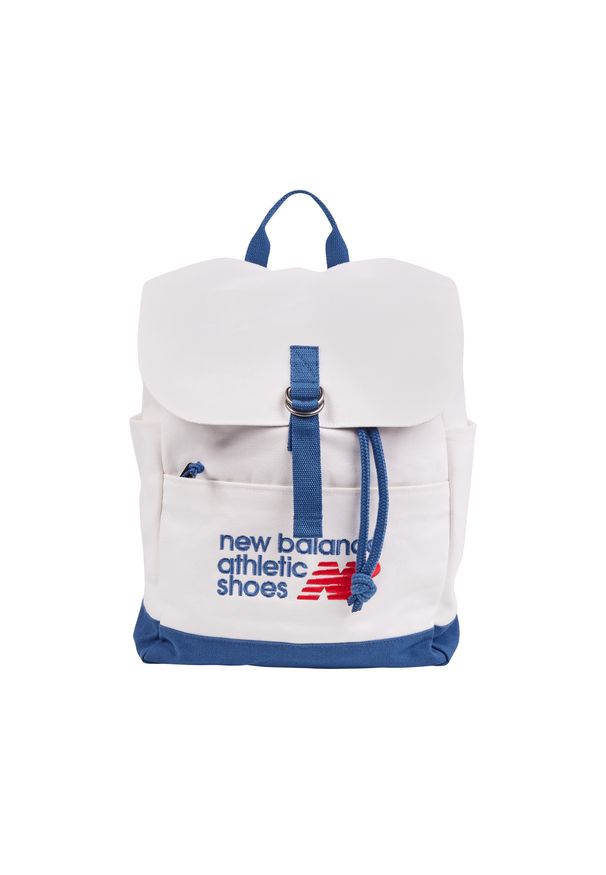 Plecak New Balance LAB51500SET – biały. Kolor: biały. Materiał: bawełna. Wzór: aplikacja, napisy. Styl: casual