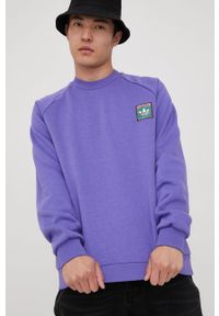 adidas Originals bluza HT1648 męska kolor fioletowy z aplikacją. Kolor: fioletowy. Materiał: poliester. Długość rękawa: raglanowy rękaw. Wzór: aplikacja