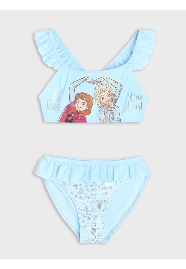 Sinsay - Dwuczęściowy strój kąpielowy z falbanami Frozen - błękitny. Kolor: niebieski