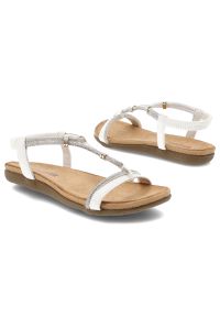 Białe Sandały Artiker Modne Obuwie Damskie. Okazja: na spacer, na co dzień. Zapięcie: pasek. Kolor: biały. Wzór: paski, aplikacja. Sezon: lato. Styl: klasyczny, casual, wakacyjny, elegancki #5