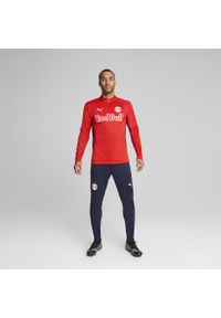 Puma - Męska bluza treningowa z zamkiem 1/4 FC Red Bull Salzburg PUMA Red Navy Blue. Kolor: czerwony, wielokolorowy, niebieski. Sport: fitness