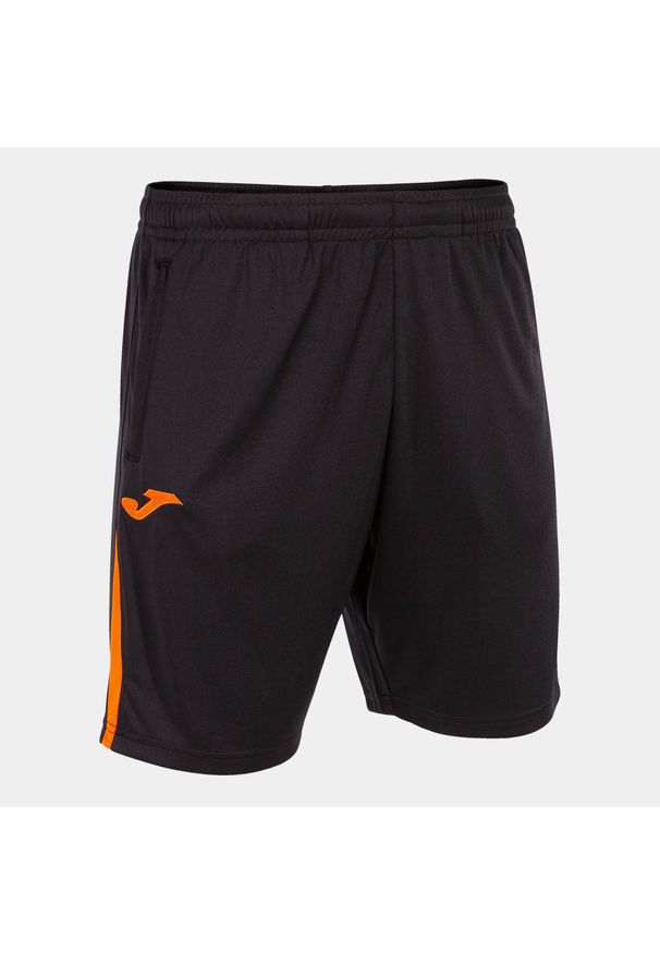 Szorty Joma Championship VII. Kolor: czarny, pomarańczowy, wielokolorowy. Wzór: kolorowy. Sport: piłka nożna