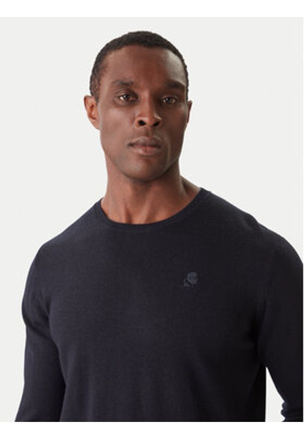 Karl Lagerfeld - KARL LAGERFELD Sweter 655000 554399 Granatowy Slim Fit. Typ kołnierza: dekolt w karo. Kolor: niebieski. Materiał: wełna