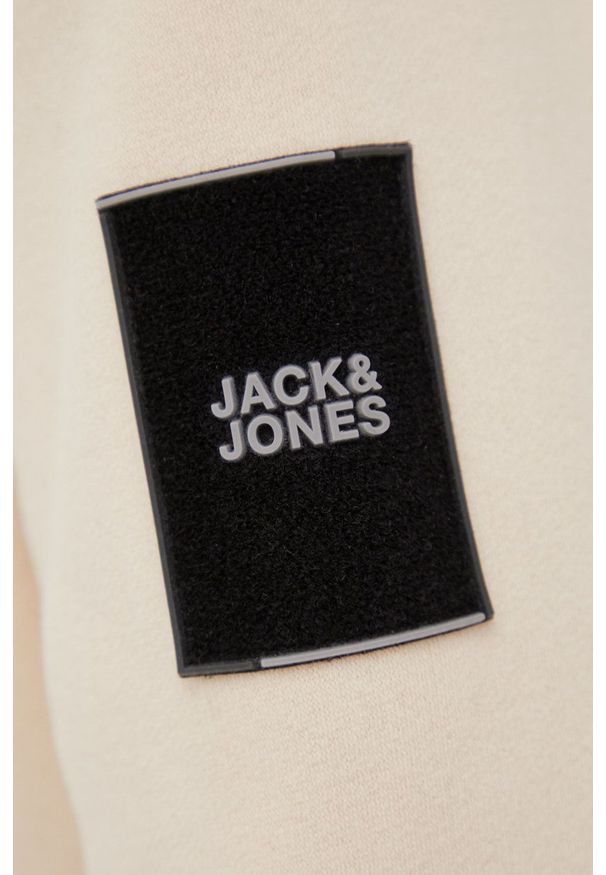 Jack & Jones bluza męska kolor beżowy z kapturem gładka. Typ kołnierza: kaptur. Kolor: beżowy. Wzór: gładki
