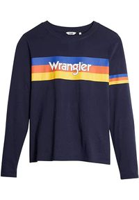 Wrangler - WRANGLER RAINBOW TEE DAMSKA KOSZULKA Z DŁUGIM RĘKAWEM LONGSLEEVE NAVY W7P9EV114. Długość rękawa: długi rękaw. Długość: długie