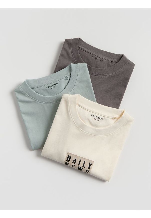 Reserved - Bawełniany t-shirt 3 pack - jasnoniebieski. Kolor: niebieski. Materiał: bawełna