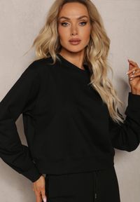 Renee - Czarna Oversize Bluza z Bawełny o Krótkim Fasonie Sibolla. Kolor: czarny. Materiał: bawełna. Długość: krótkie #5