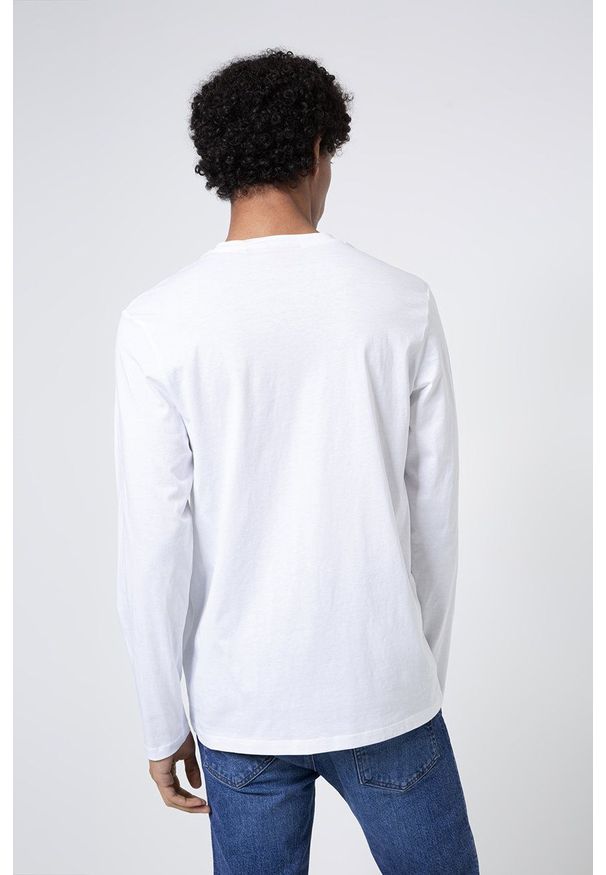 Hugo - Longsleeve. Okazja: na co dzień. Kolor: biały. Materiał: bawełna, dzianina. Długość rękawa: długi rękaw. Wzór: gładki. Styl: casual