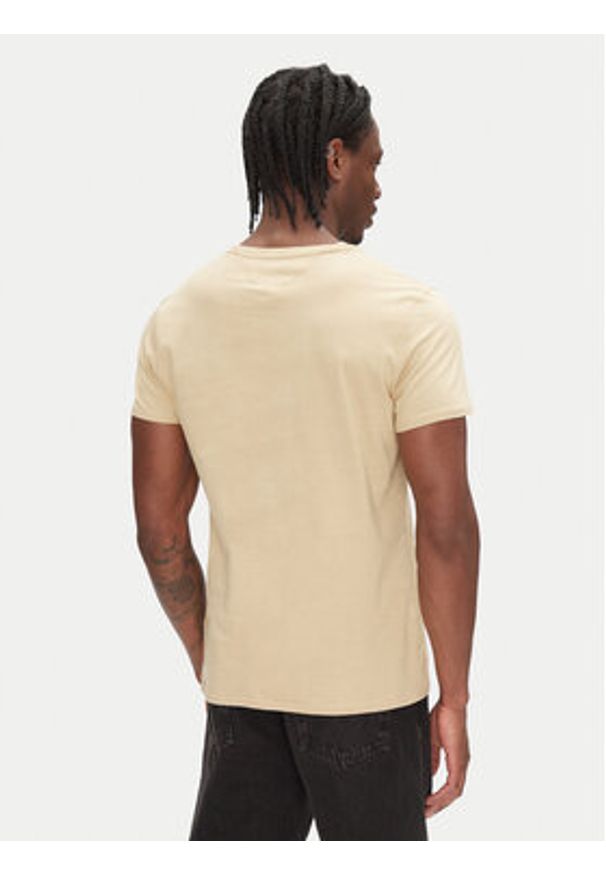 Tommy Jeans T-Shirt DM0DM04411 Beżowy Slim Fit. Kolor: beżowy. Materiał: bawełna