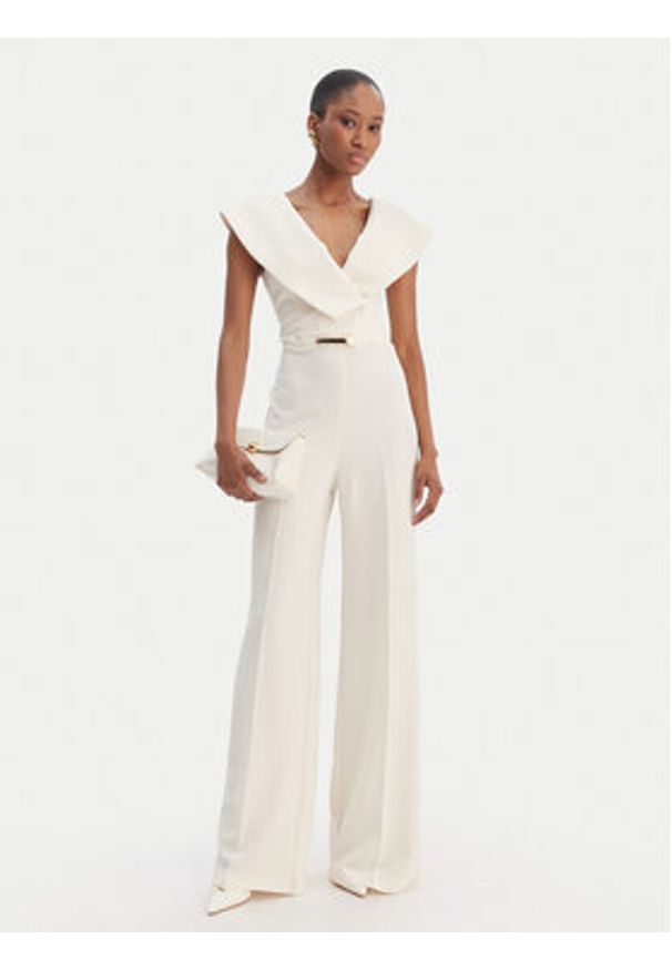 SIMONA CORSELLINI - Simona Corsellini Kombinezon P26CPTU00701 Écru Regular Fit. Kolor: kremowy. Materiał: syntetyk