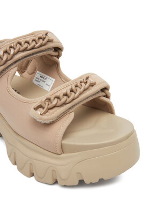 Replay - REPLAY Sandały GWSA6.000.C0006T Beżowy. Kolor: beżowy. Materiał: skóra