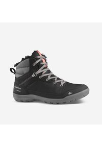 quechua - Buty turystyczne damskie Quechua SH100 Mid wodoodporne. Kolor: wielokolorowy, czarny, szary. Materiał: kauczuk, materiał. Szerokość cholewki: normalna. Sezon: zima