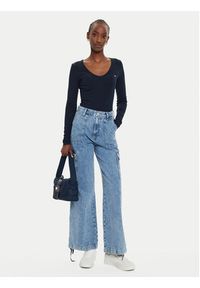 Tommy Jeans Bluzka Essential DW0DW17990 Granatowy Slim Fit. Kolor: niebieski. Materiał: bawełna #5