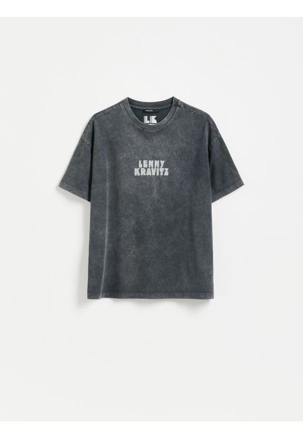 Reserved - T-shirt Lenny Kravitz - ciemnoszary. Kolor: szary. Materiał: bawełna, dzianina