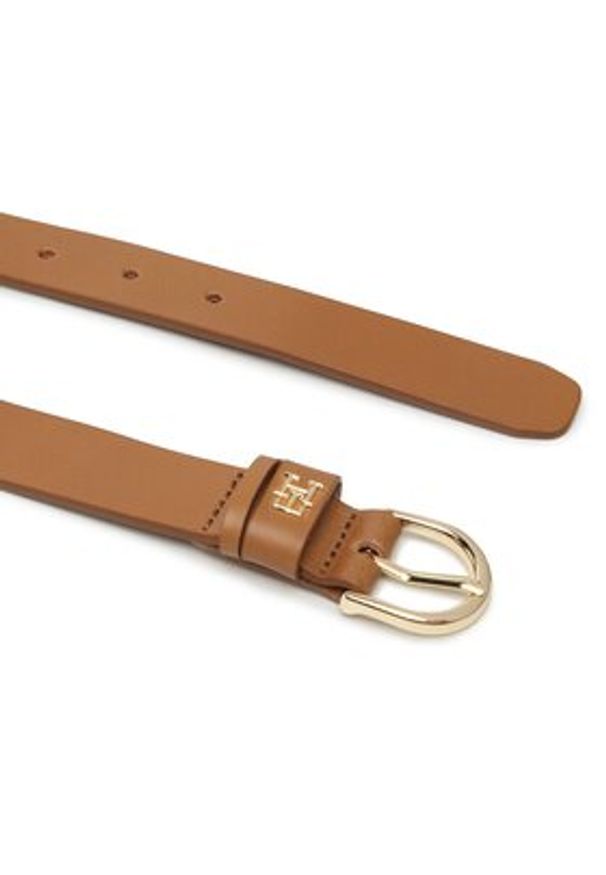 TOMMY HILFIGER - Tommy Hilfiger Pasek Damski Th Timeless 2.5 AW0AW14244 Brązowy. Kolor: brązowy. Materiał: skóra
