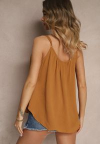 Renee - Brązowy Basicowy Top z Bawełną Thireldi. Kolor: brązowy. Materiał: bawełna. Sezon: lato