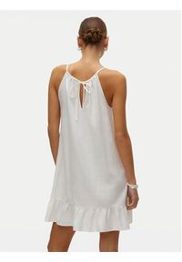 Vero Moda Sukienka letnia Mymilo 10303634 Biały Regular Fit. Kolor: biały. Materiał: len, wiskoza. Sezon: lato