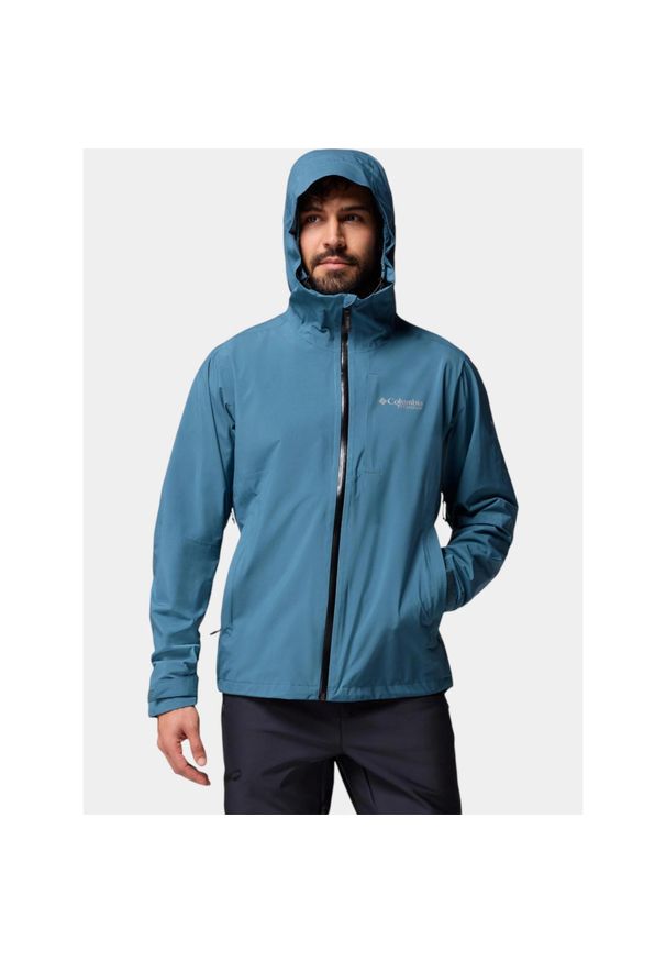 columbia - Płaszcz Przeciwdeszczowy Męski Columbia Ampli-Dry II Shell. Kolor: niebieski. Sport: turystyka piesza