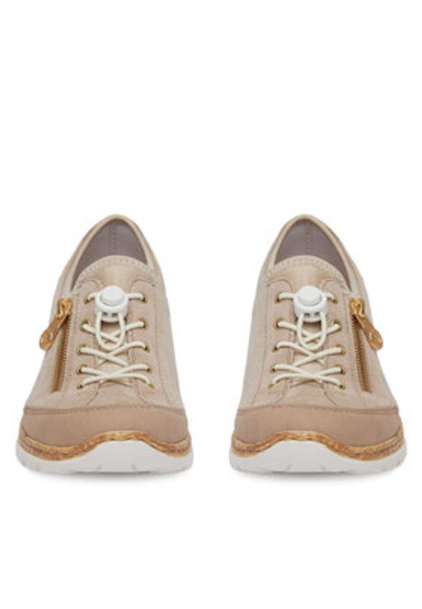 Rieker Sneakersy N42F1-60 Beżowy. Kolor: beżowy. Materiał: zamsz, skóra