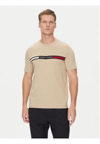 TOMMY HILFIGER - Tommy Hilfiger T-Shirt Chest Insert MW0MW36498 Beżowy Regular Fit. Kolor: beżowy. Materiał: bawełna