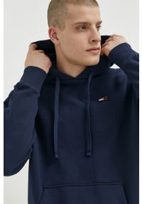 Tommy Jeans bluza bawełniana męska kolor granatowy z kapturem z aplikacją. Typ kołnierza: kaptur. Kolor: niebieski. Materiał: bawełna. Wzór: aplikacja #1