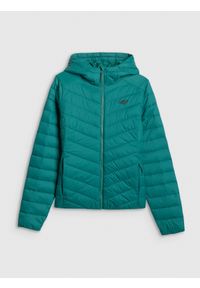 4f - 4F Kurtka z wypełnieniem syntetycznym damska - zielona S. Okazja: na co dzień. Typ kołnierza: kołnierzyk stójkowy. Kolor: zielony. Materiał: syntetyk. Styl: casual, sportowy #1